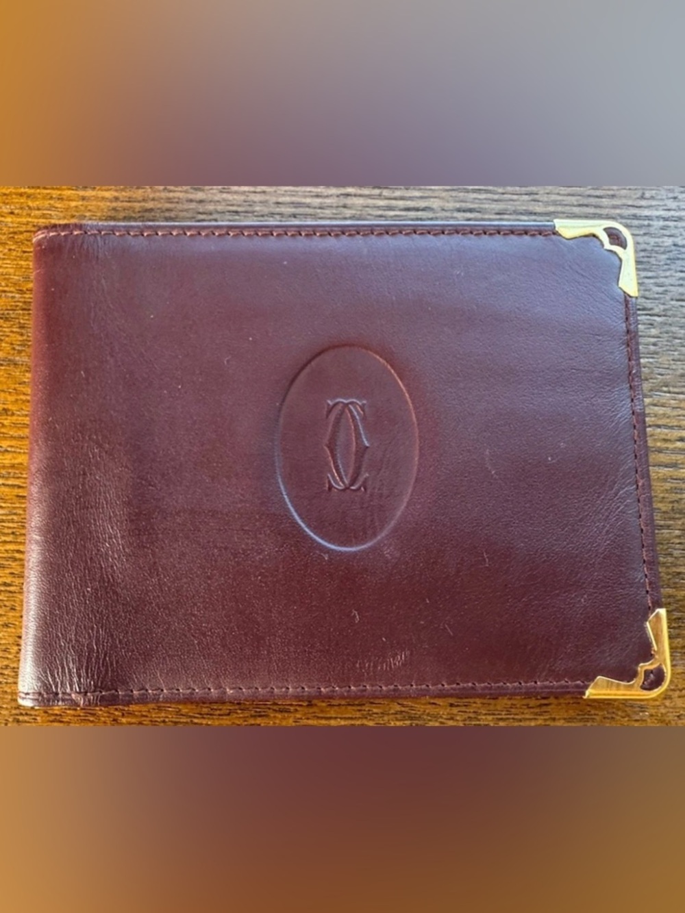 Cartier Must De Cartier Burgundy Calfskin Leather Cardholder & Money Clip W/COA